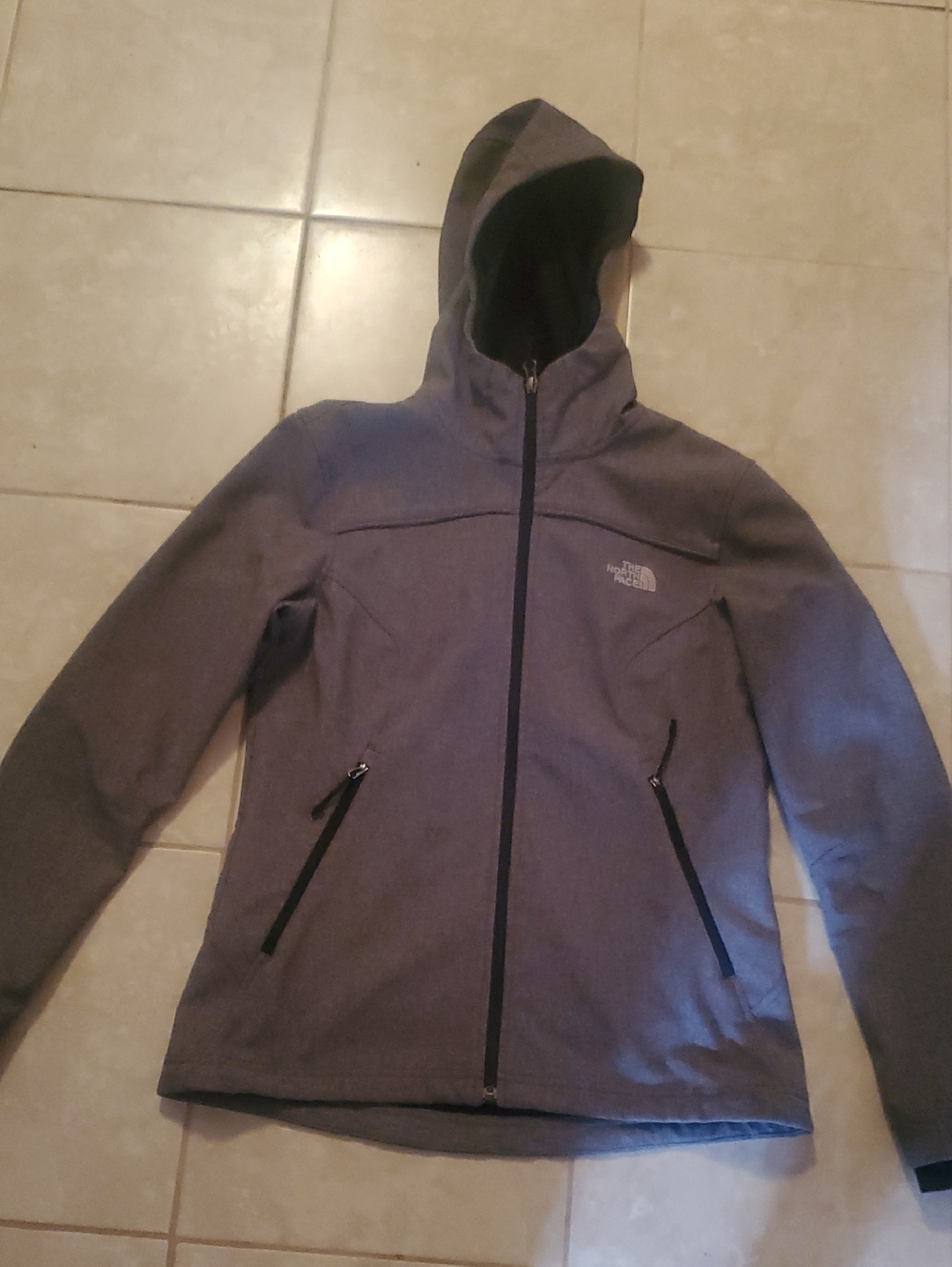 The North Face Heather Gray Hooded Softshell Jacket